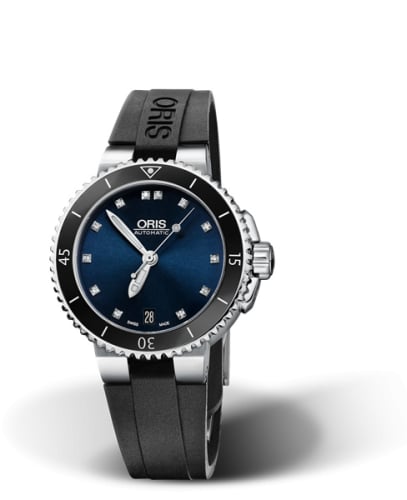 Oris Aquis Date 36 Stainless Steel / Blue - Diamond / Rubber