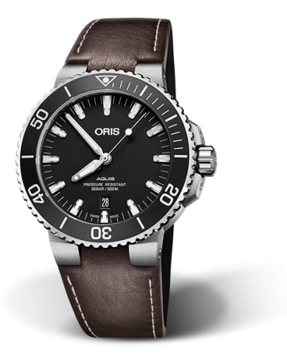 Oris Aquis Date 43.5 Stainless Steel / Matte Black / Calf
