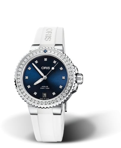 Oris Aquis Date Diamonds 36.5 Stainless Steel / Blue - Diamond / Rubber