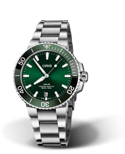 Oris Aquis Date 39.5 Stainless Steel / Green / Bracelet