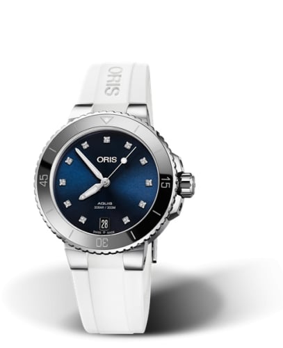 Oris Aquis Date Diamonds 36.5 Stainless Steel / Blue - Diamond / Rubber