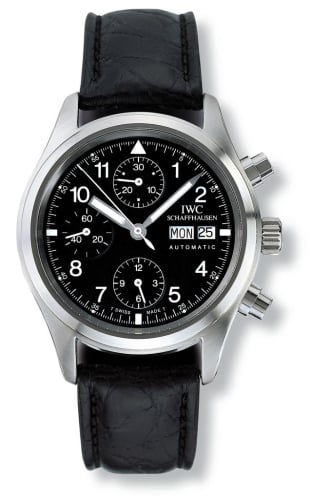 IWC Schaffhausen Pilot's Watch Chronograph Stainless Steel / Black / German / Strap