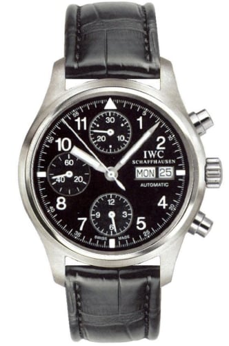 IWC Schaffhausen Pilot's Watch Chronograph Stainless Steel / Black / Spanish / Strap