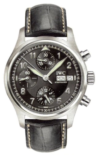 IWC Schaffhausen Pilot's Watch Spitfire Chronograph Stainless Steel / Black / English / Strap