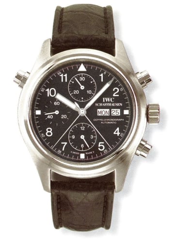 IWC Schaffhausen Pilot's Watch Doppelchronograph Stainless Steel / Black / German / Strap