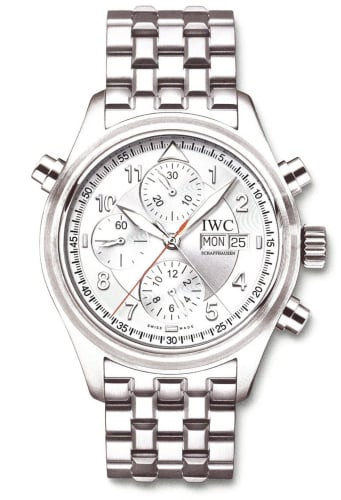 IWC Schaffhausen Pilot's Watch Spitfire Double Chronograph Stainless Steel / Silver / Italian / Bracelet
