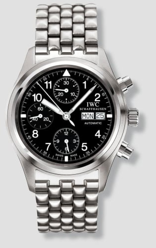 IWC Schaffhausen Pilot's Watch Chronograph Stainless Steel / Black / German / Bracelet