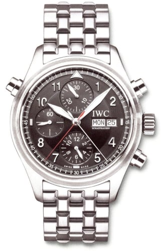 IWC Schaffhausen Pilot's Watch Spitfire Double Chronograph Stainless Steel / Black / English / Bracelet