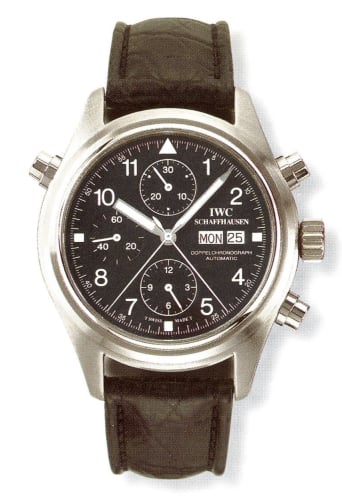 IWC Schaffhausen Pilot's Watch Doppelchronograph Stainless Steel / Black / Spanish / Strap