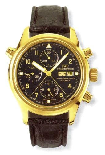 IWC Schaffhausen Pilot's Watch Doppelchronograph Yellow Gold / Black / English / Strap