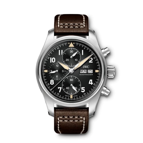 IWC Schaffhausen Pilot's Watch Chronograph Spitfire Stainless Steel / Black / Calf