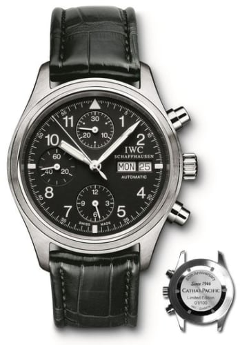 IWC Schaffhausen Pilot's Watch Chronograph Stainless Steel / Black / Cathay Pacific