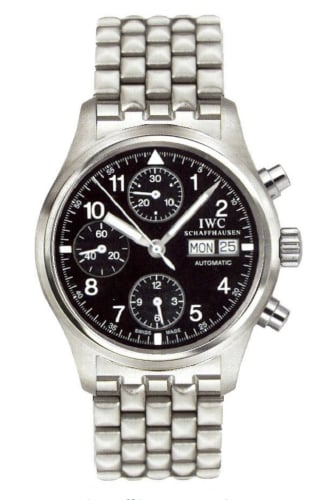IWC Schaffhausen Pilot's Watch Chronograph Stainless Steel / Black / Spanish / Bracelet