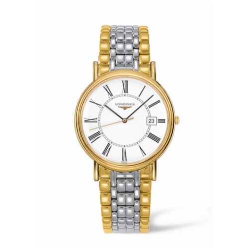 Longines Presence 38.5 Quartz PVD Gold / White - Roman / Bracelet