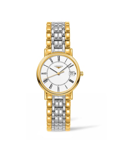 Longines Presence Quartz 30mm PVD Gold / White - Roman / Bracelet