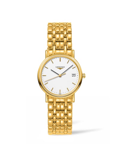 Longines Presence Quartz 30mm PVD Gold / White / Bracelet