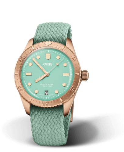 Oris Divers Sixty-Five 38 Cotton Candy Wild Green / Perlon