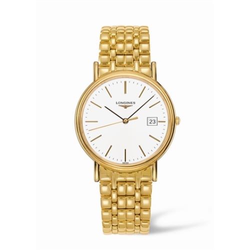 Longines Presence 38.5 Quartz PVD Gold / White / Bracelet