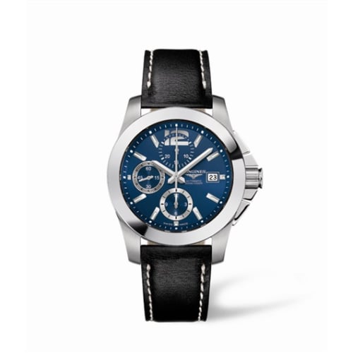 Longines Conquest Chronograph Blue Leather