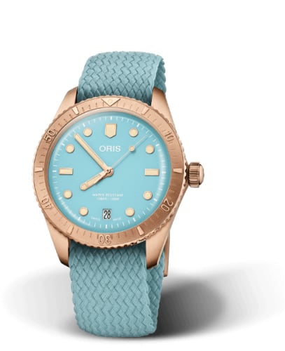 Oris Divers Sixty-Five 38 Cotton Candy Sky Blue / Perlon