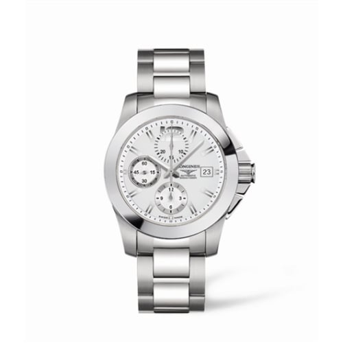 Longines Conquest Chronograph Silver Bracelet