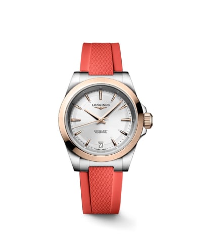 Longines Conquest 34 Stainless Steel - Pink Gold / Silver / Rubber