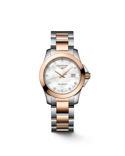 Longines Conquest Quartz 29.5 Stainless Steel - Red Gold / MOP