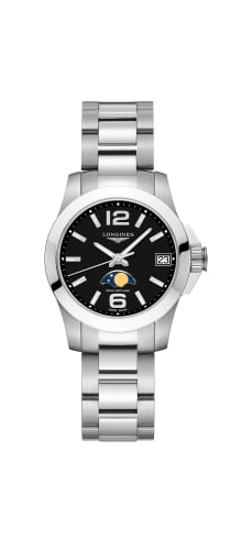 Longines Conquest 29.5 Quartz Moonphase Stainless Steel / Black / Bracelet
