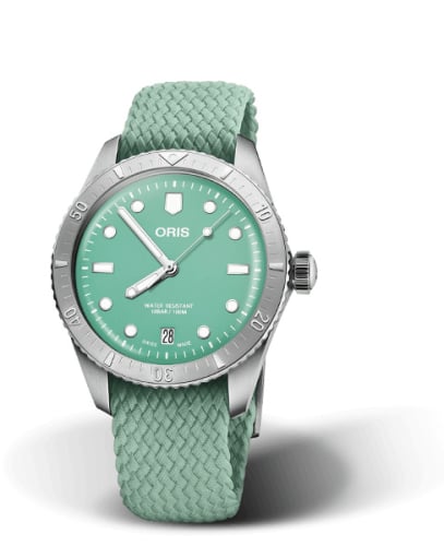 Oris Divers Sixty-Five 38 Cotton Candy Stainless Steel / Green / Perlon