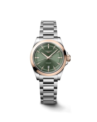 Longines Conquest 30 Stainless Steel - Pink Gold / Green / Bracelet