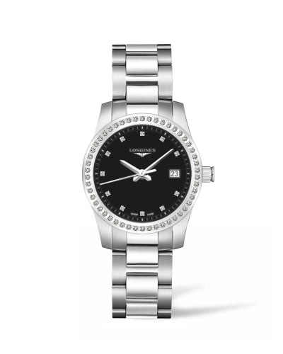 Longines Conquest Quartz 34 Stainless Steel - Diamond / Black