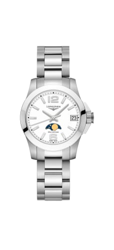 Longines Conquest 29.5 Quartz Moonphase Stainless Steel / White / Bracelet