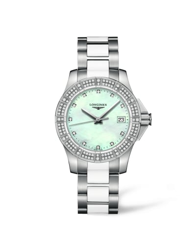 Longines Conquest 35 Quartz Stainless Steel Diamond Bezel