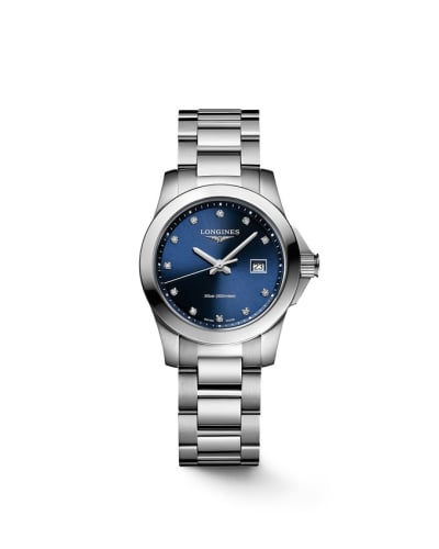 Longines Conquest Quartz 29.5 Stainless Steel / Blue - Diamond