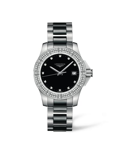 Longines Conquest 35 Quartz Stainless Steel Diamond Bezel