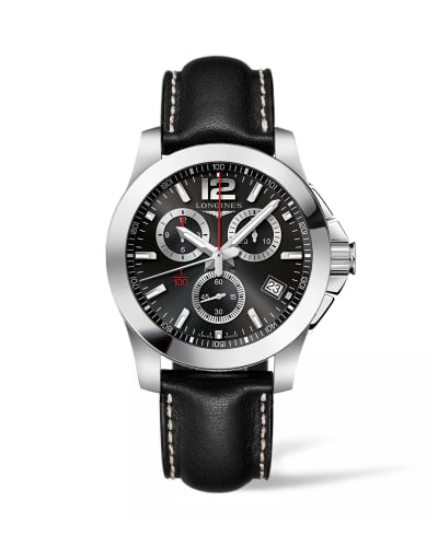 Longines Conquest Chronograph Quartz 41 Stainless Steel / Black / Strap