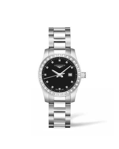 Longines Conquest Quartz 29.5 Stainless Steel - Diamond / Black