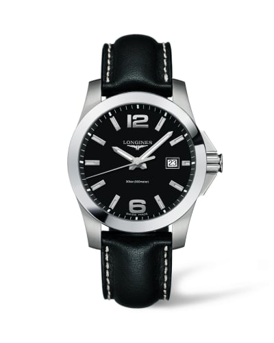 Longines Conquest Quartz 41mm Black Leather