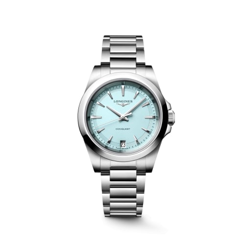 Longines Conquest Quartz 34 Stainless Steel / Mint Blue / Bracelet