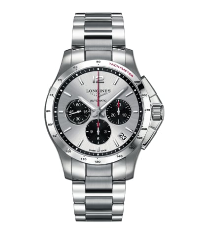 Longines Conquest Chronograph Automatic 44.5mm Silver Panda
