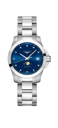Longines Conquest 34 Quartz Moonphase Stainless Steel / Blue / Bracelet
