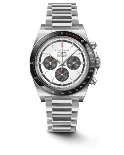 Longines Conquest Chronograph 42 Stainless Steel / Silver / Bracelet