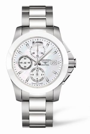 Longines Conquest Chronograph White Ceramic Bracelet