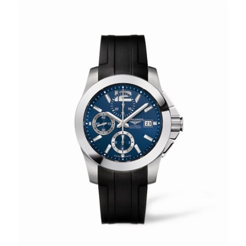 Longines Conquest Chronograph Blue Rubber