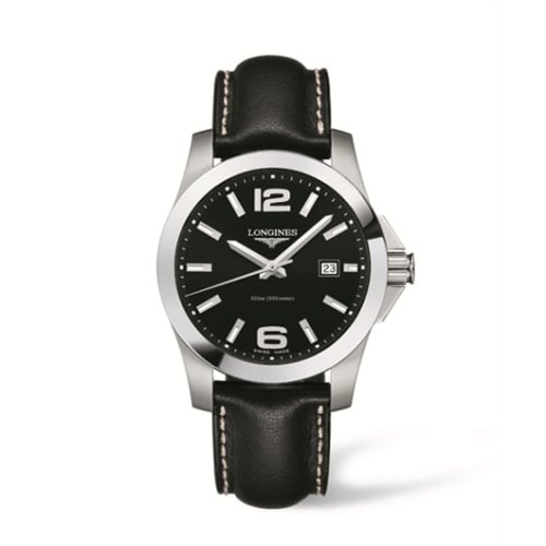 Longines Conquest Quartz 41mm Black Leather
