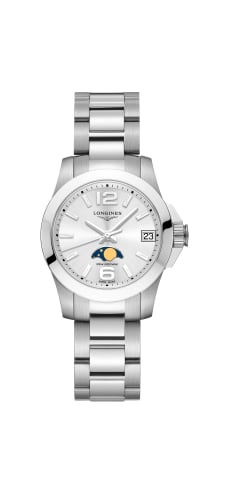 Longines Conquest 29.5 Quartz Moonphase Stainless Steel / Black / Bracelet