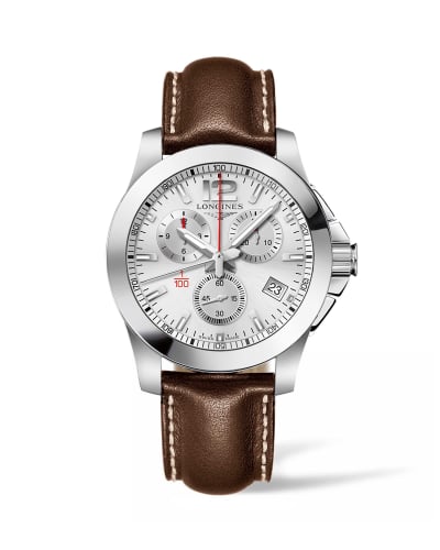Longines Conquest Chronograph Quartz 41 Stainless Steel / Silver / Strap