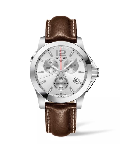 Longines Conquest Chronograph Quartz 41 Stainless Steel / Silver / Strap
