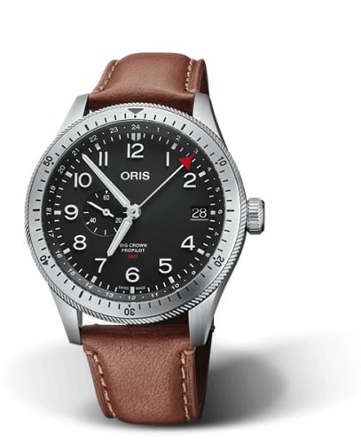 Oris Big Crown ProPilot Timer GMT Stainless Steel / Black / Leather