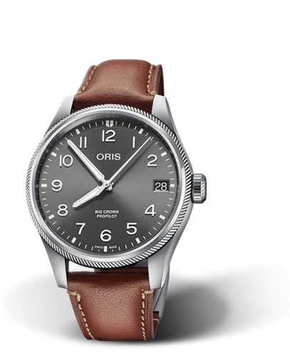 Oris Big Crown ProPilot Big Date Stainless Steel / Grey / Leather